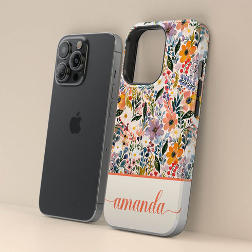 Custom Name Boho Chic Paradise Floral iPhone Case